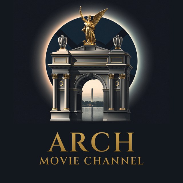 Arch Movie Channel logo: a gold triumphal arch with ARCH MOVIE CHANNEL in gold capitals